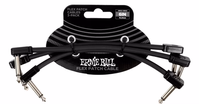 Ernie Ball Flex Patch Cable 6" Black 3-Pack  - Spájací kábel