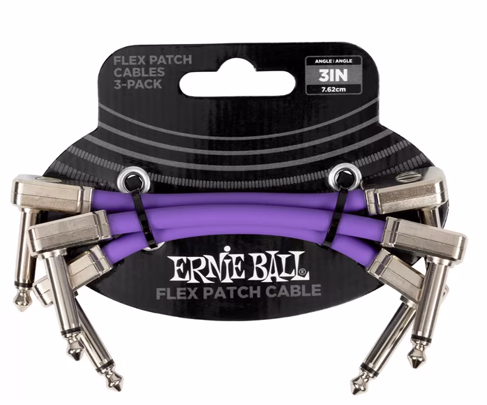 Ernie Ball Flex Patch Cable 3" Purple 3-Pack  - Spájací kábel
