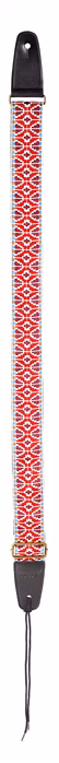 Bespeco Jacquard Strap Red Pattern Metal Buckle - Gitarový popruh