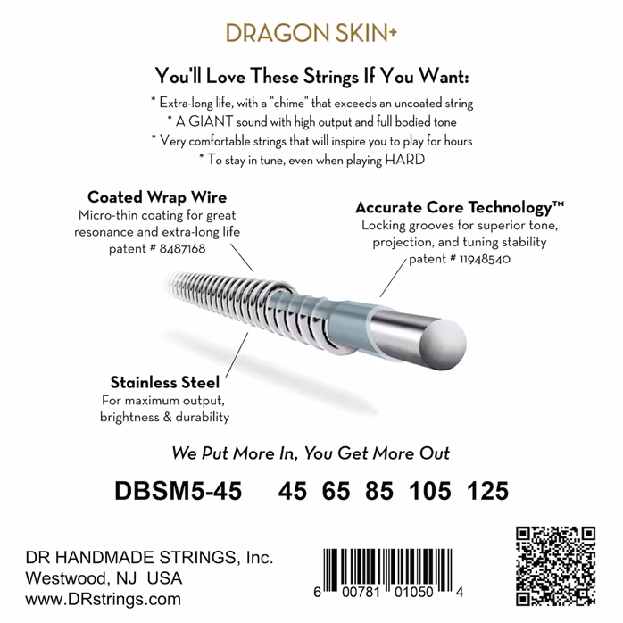 DR Strings Dragon Skin+ DBSM5-45 - Struny na päťstrunovú basgitaru