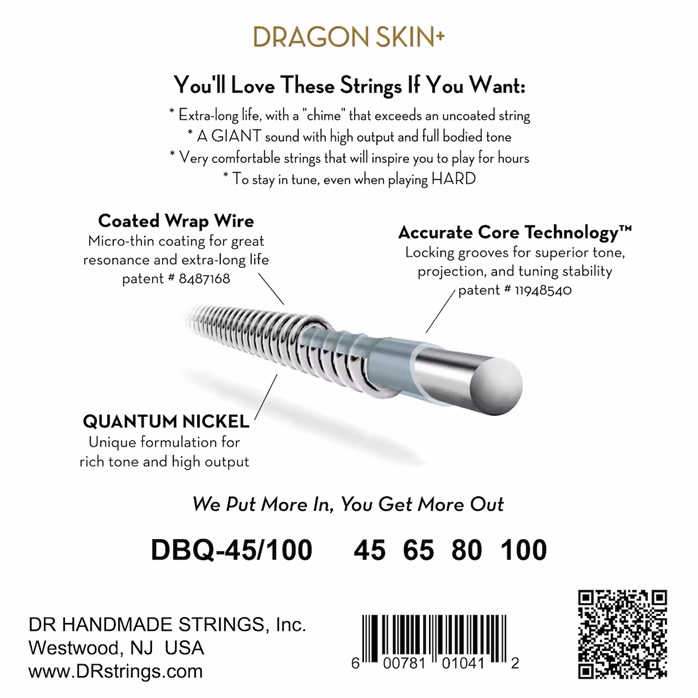 DR Strings Dragon Skin+ DBQ-45/100 - Struny na basgitaru