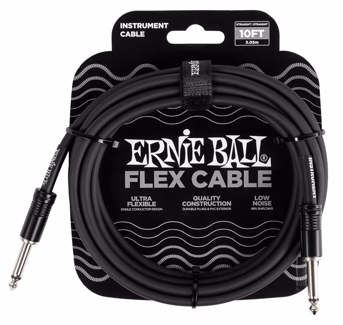 Ernie Ball Flex Instrument Cable Straight/Straight 10ft - Black - Nástrojový kábel