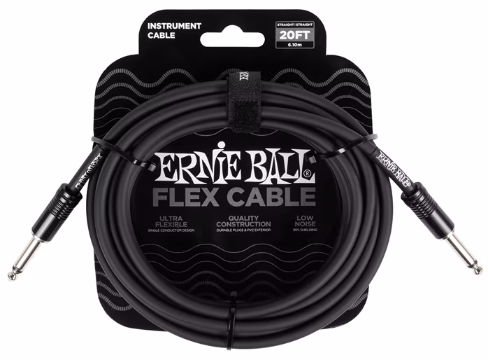 Ernie Ball Flex Instrument Cable Straight/Straight 20ft - Black  - Nástrojový kábel