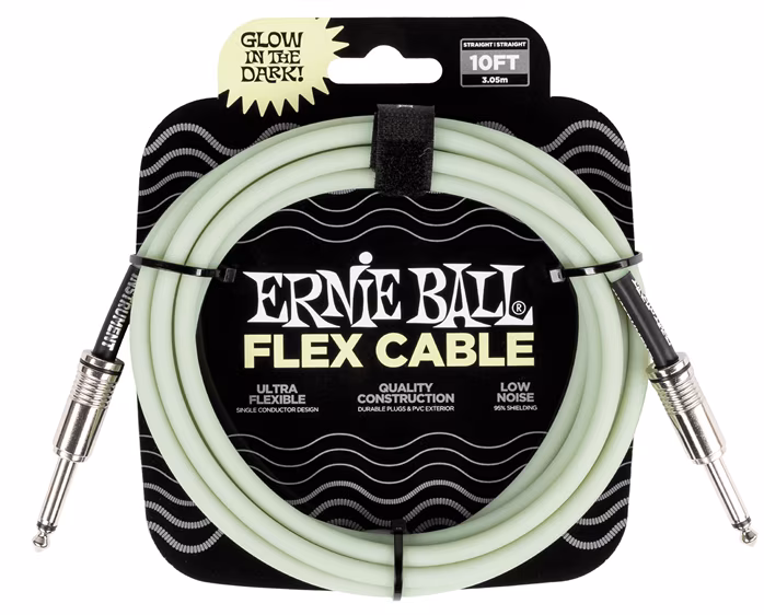 Ernie Ball Flex Instrument Cable Straight/Straight 10ft - Glow in Dark  - Nástrojový kábel