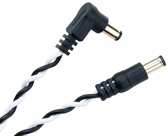 Ibanez Twisted DC Cable Black & White, Length: 16" Straight & Angled Plug - Napájací kábel