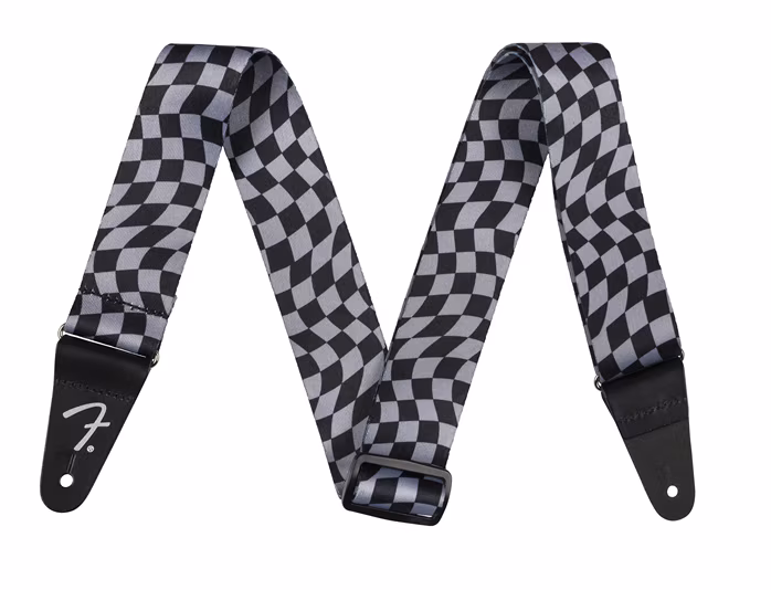 Fender Wavy Checkerboard Polyester Strap Gray - Gitarový popruh
