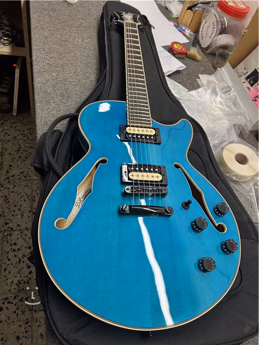 D'Angelico Premier SS Fabrizio Sotti Signature Fabrizio Blue (použité) - Semiakustická gitara
