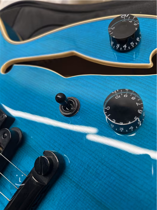 D'Angelico Premier SS Fabrizio Sotti Signature Fabrizio Blue (použité) - Semiakustická gitara