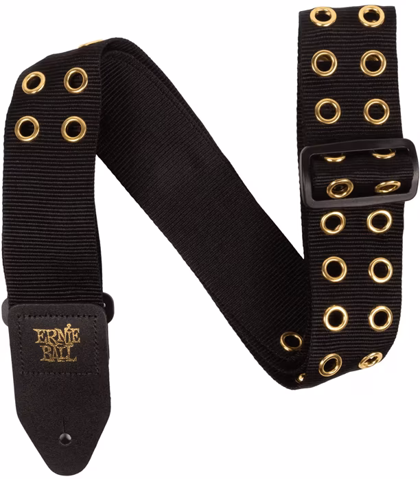 Ernie Ball Premium Strap Hole Lotta Metal Gold - Gitarový popruh