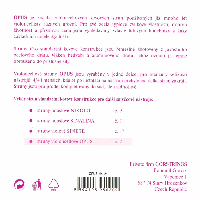 Gorstrings Opus Violoncello - Violoncellové struny