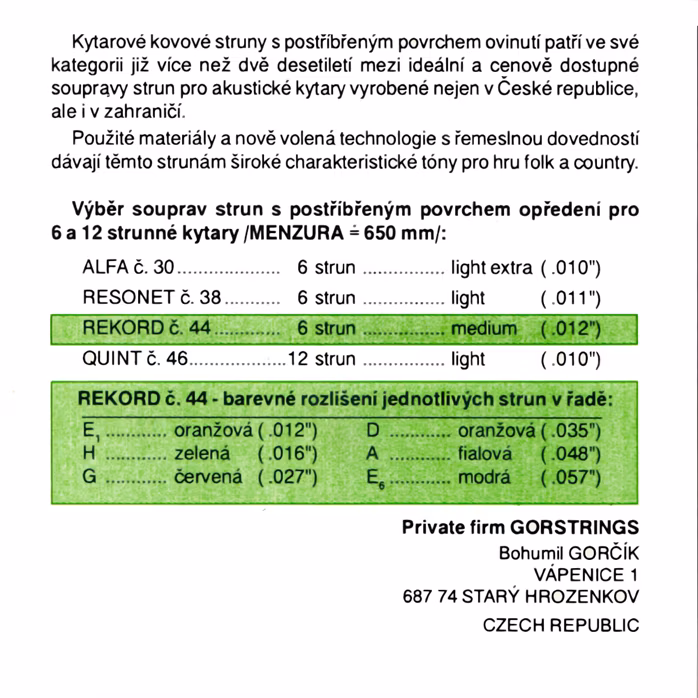 Gorstrings Rekord 1257 - Kovové struny na akustickú gitaru