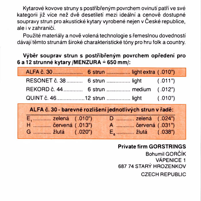 Gorstrings Alfa Folk 1038 - Kovové struny na akustickú gitaru