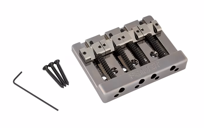 Fender HiMass String-Through Bass Bridge Brass Saddles Black Chrome - Kobylka