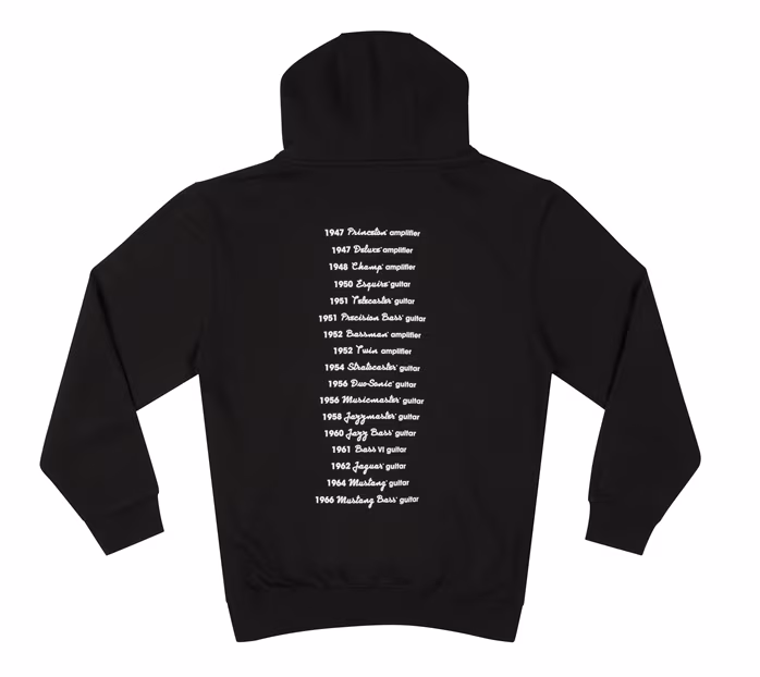 Fender Logo Date Back Hoodie Black XL - Mikina