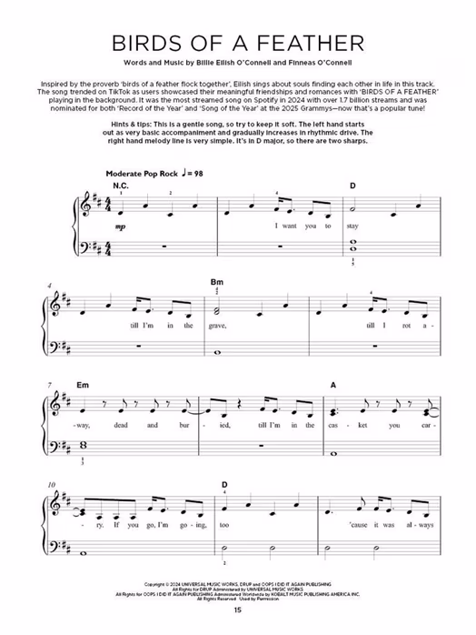 MS Really Easy Piano: Chart Hits of 2024-2025 - Noty pre klavír