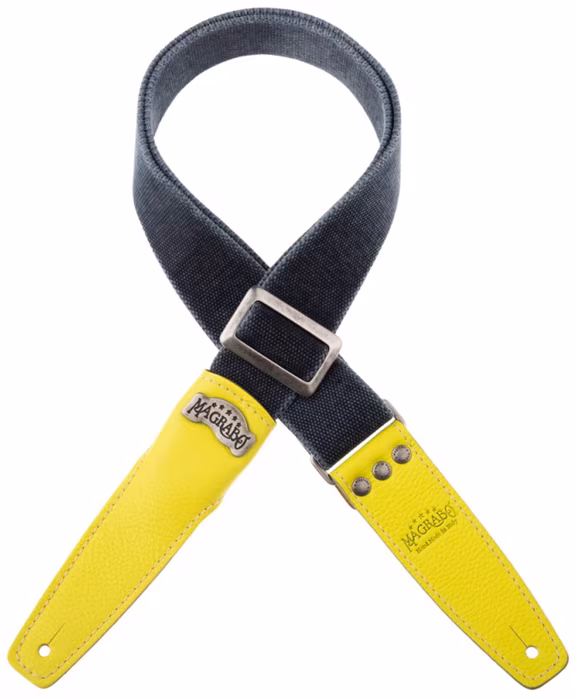 Magrabò Stripe SS Cotton Washed Blue / Lime 5 cm - Gitarový popruh