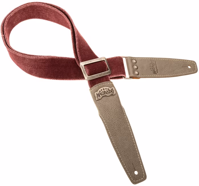 Magrabò Stripe SS Cotton Washed Bordeaux / Aged Granite 5 cm - Gitarový popruh