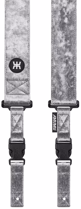 Amumu SNAPLOCK PRO Velvet Silver - Gitarový popruh