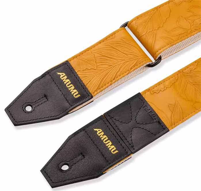 Amumu Embossed Leaf Yellow - Gitarový popruh
