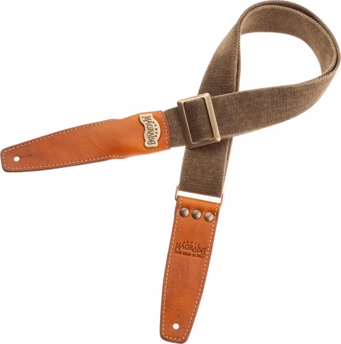 Magrabò Stripe SS Cotton Washed Green / Washed Brown 5 cm - Gitarový popruh