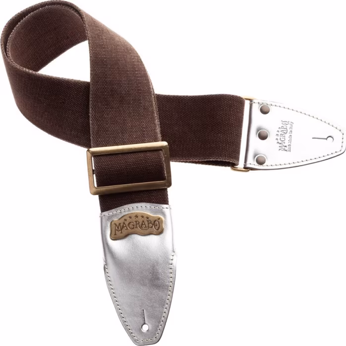 Magrabò Stripe SS Cotton Washed Brown / Silver 8 cm - Gitarový popruh