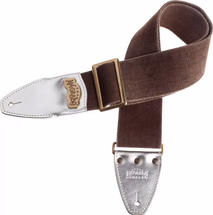 Magrabò Stripe SS Cotton Washed Brown / Silver 8 cm - Gitarový popruh