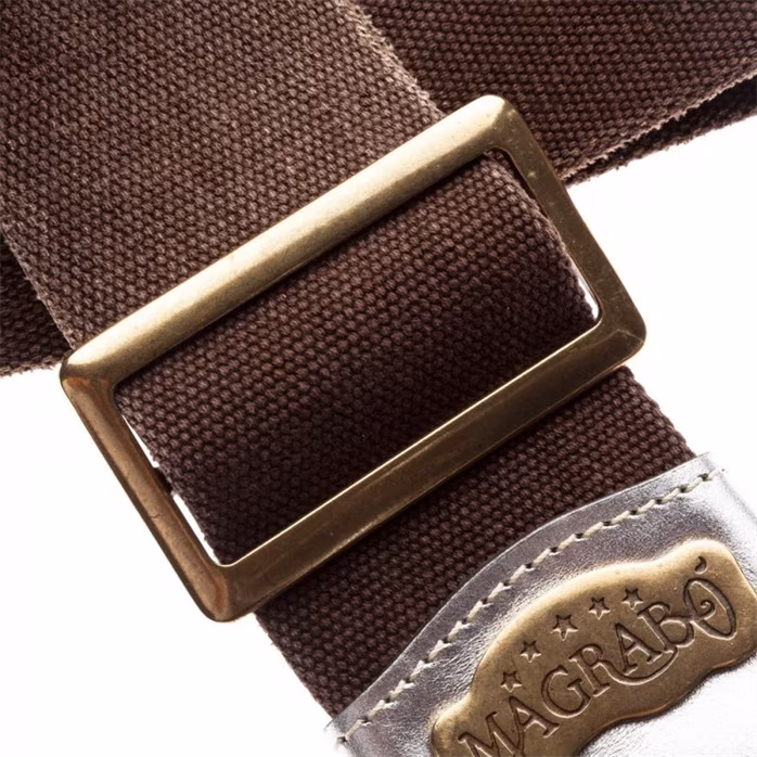 Magrabò Stripe SS Cotton Washed Brown / Silver 8 cm - Gitarový popruh