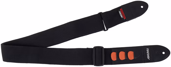 Amumu Soft Cotton Pickholder Strap Black - Gitarový popruh