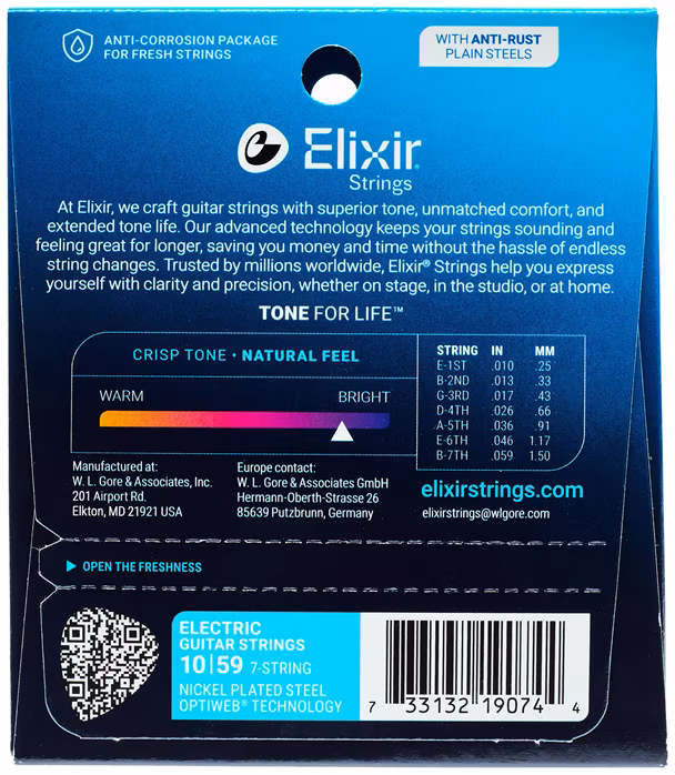 Elixir Optiweb 7-String Light/Heavy - Struny na sedemstrunovú elektrickú gitaru
