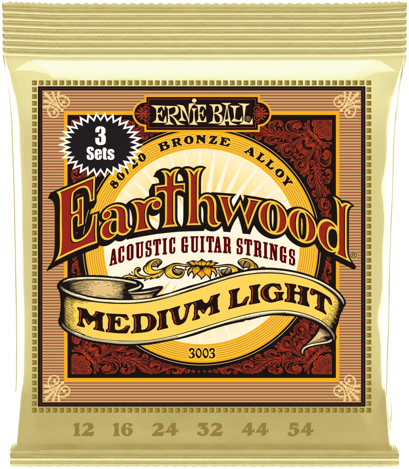 E-shop Ernie Ball 3003 Earthwood 80/20 Bronze Medium-Light 3 Pack