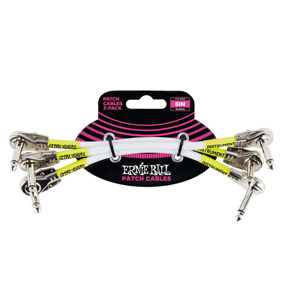 E-shop Ernie Ball 6" Flat Patch Cable White - 3 Pack