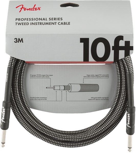 E-shop Fender Professional Series 10' Instrument Cable Gray Tweed