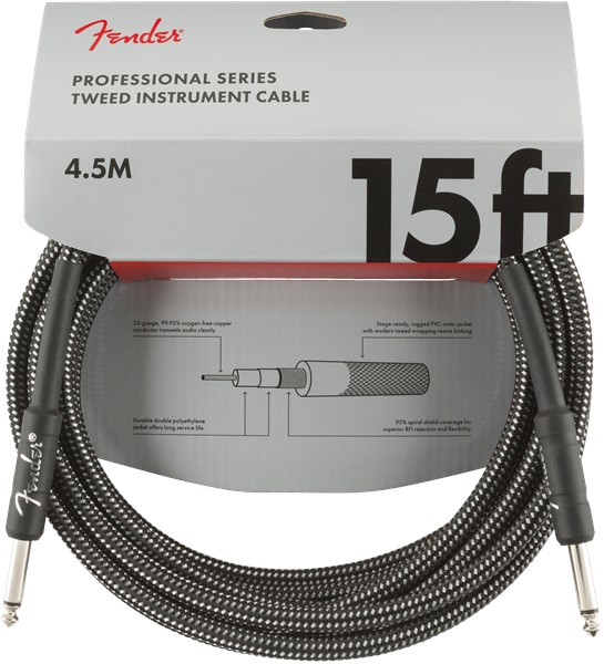 E-shop Fender Professional Series 15' Instrument Cable Gray Tweed