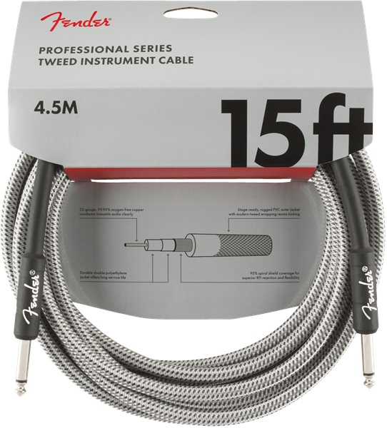 E-shop Fender Professional Series 15' Instrument Cable White Tweed