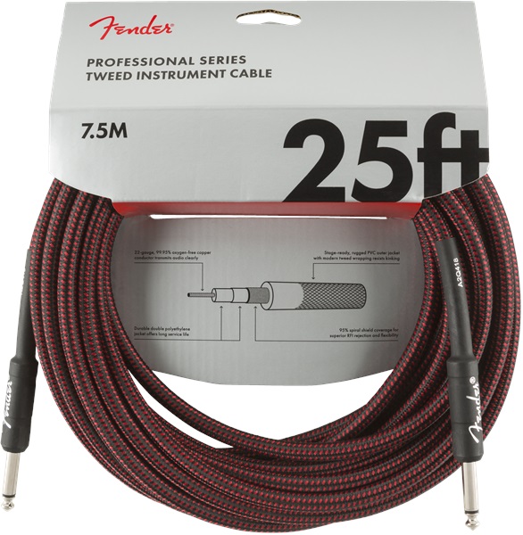 E-shop Fender Professional Series 25' Instrument Cable Red Tweed