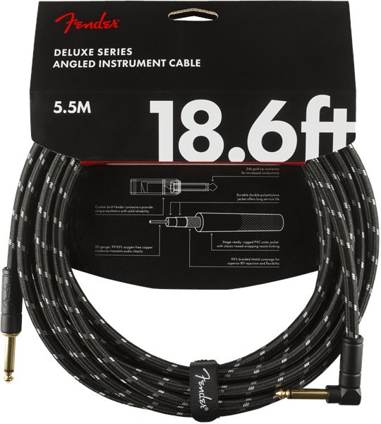 E-shop Fender Deluxe Series 18.6' Instrument Cable Black Tweed Angled