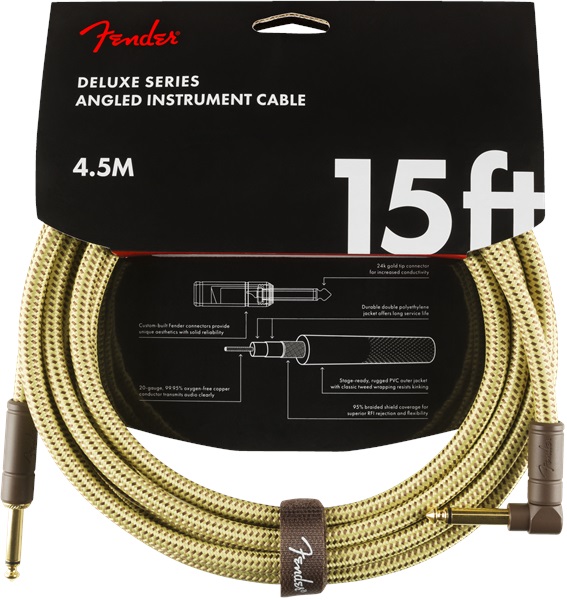 E-shop Fender Deluxe Series 15' Instrument Cable Tweed Angled