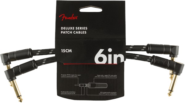 E-shop Fender Deluxe Series 6'' Patch Cable Black Tweed 2-Pack