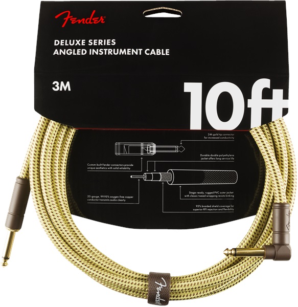 E-shop Fender Deluxe Series 10' Instrument Cable Tweed Angled