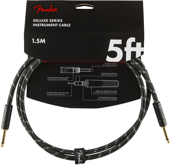 E-shop Fender Deluxe Series 5' Instrument Cable Black Tweed
