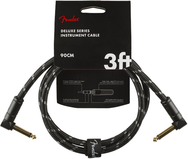E-shop Fender Deluxe Series 3' Instrument Cable Black Tweed