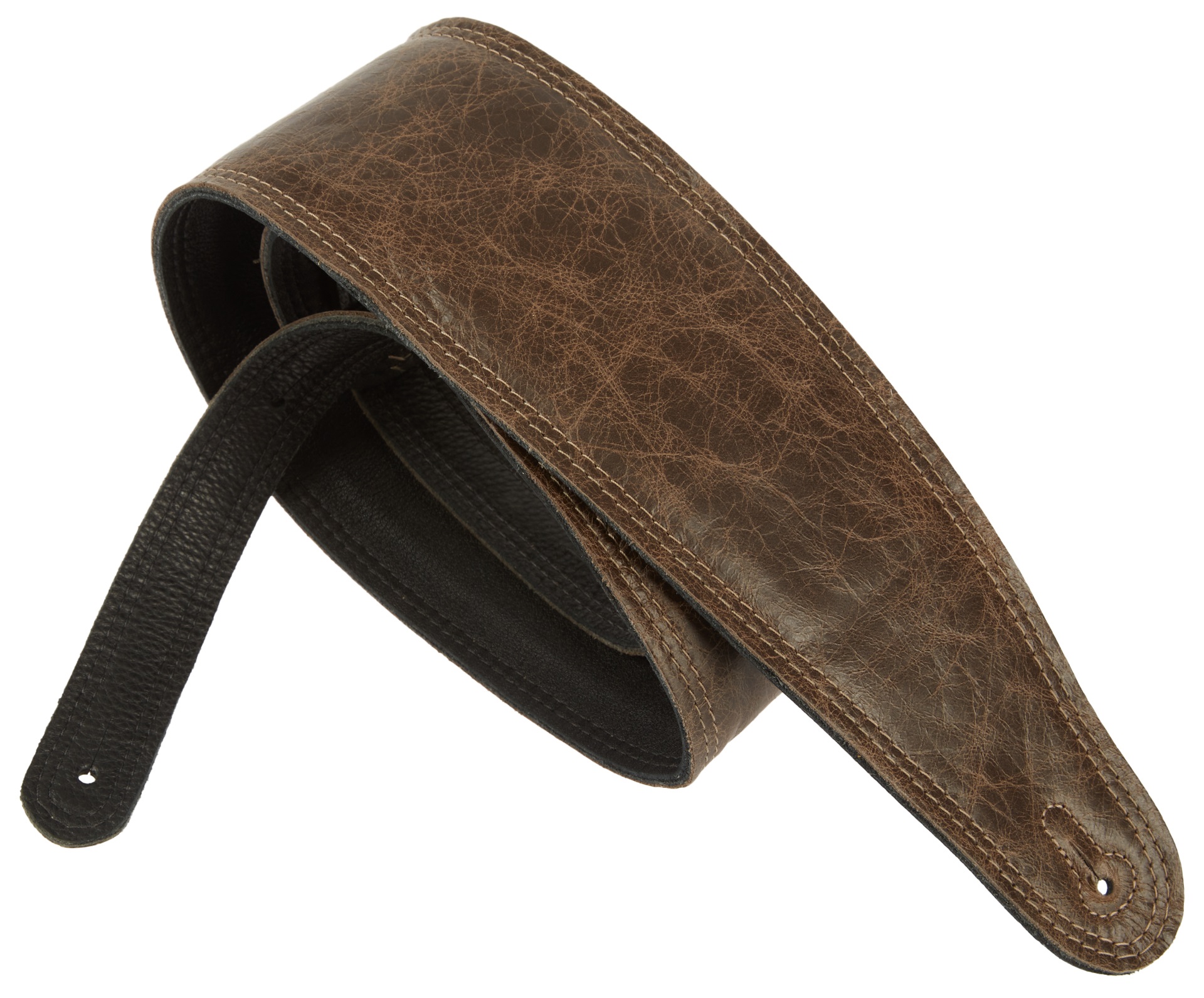 E-shop Perri's Leathers 7134 3.5" Brown Padded Leather Guitar Strap