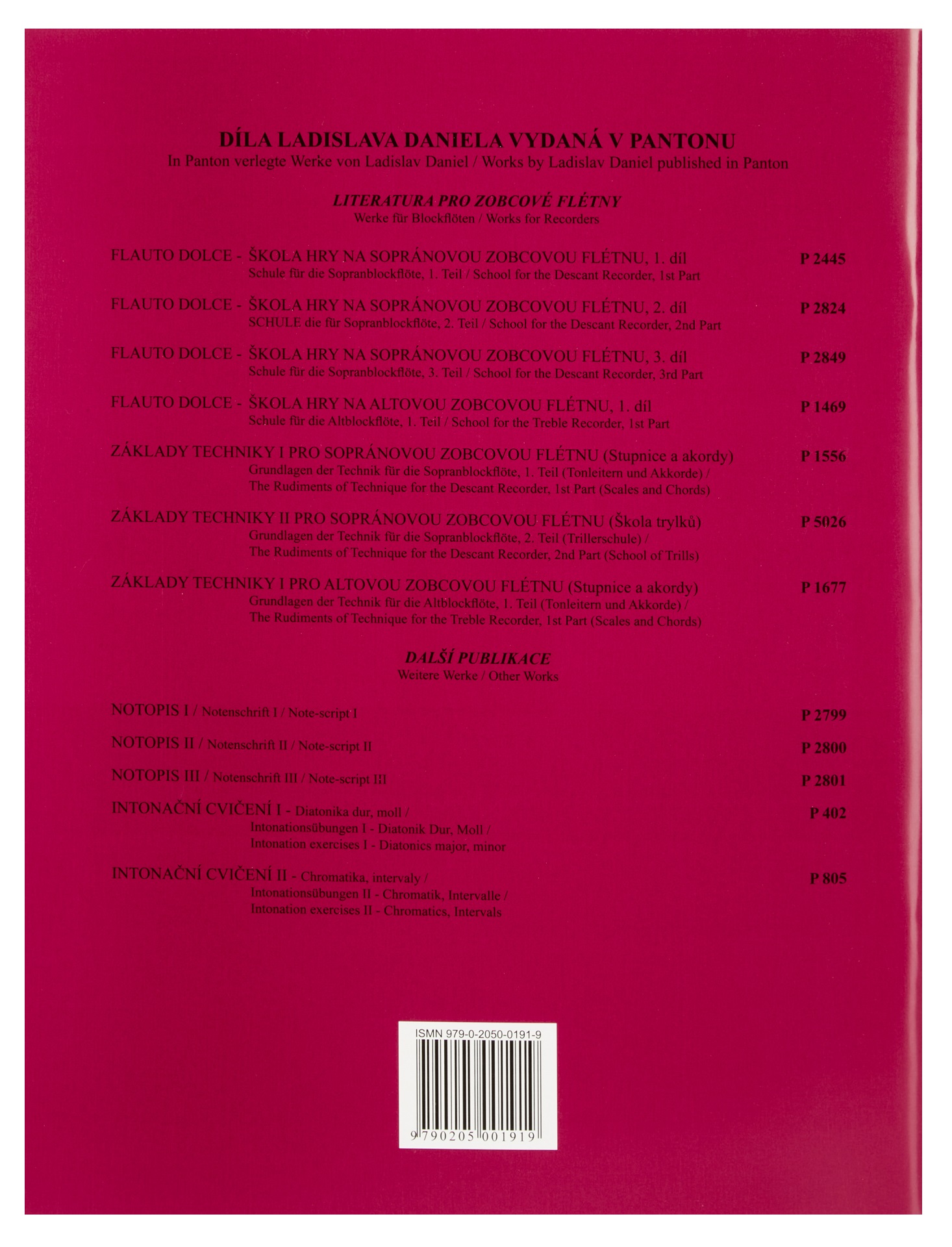 Ladislav Daniel Flauto Dolce – škola hry na altovou zobcovou flétnu 1