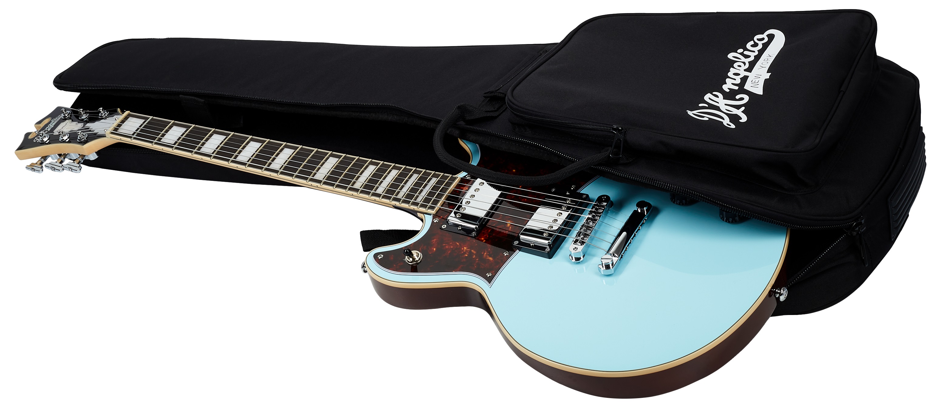 D'Angelico Double Cutaway Solid Body Sky Blue