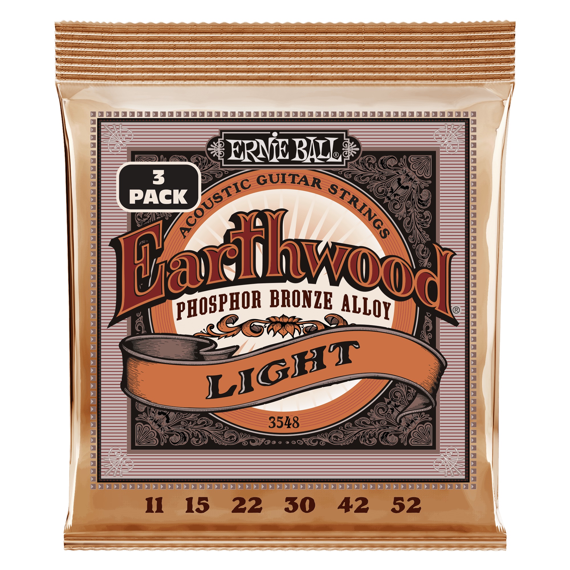 E-shop Ernie Ball 3548 Earthwood Phosphor Bronze Light 3 Pack