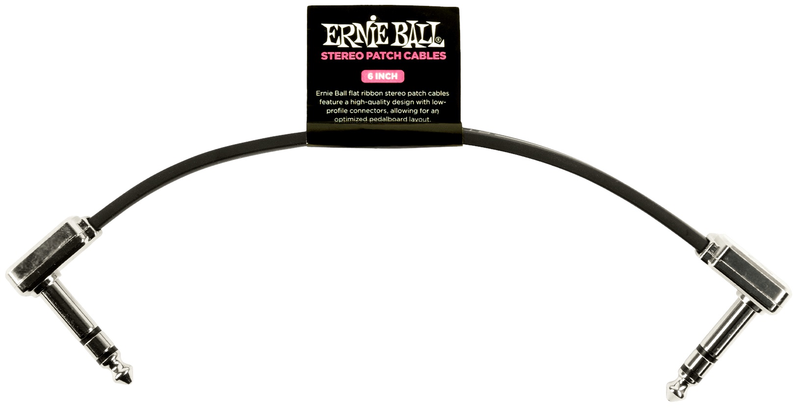 E-shop Ernie Ball Flat Ribbon Stereo Patch Cable 6" Black