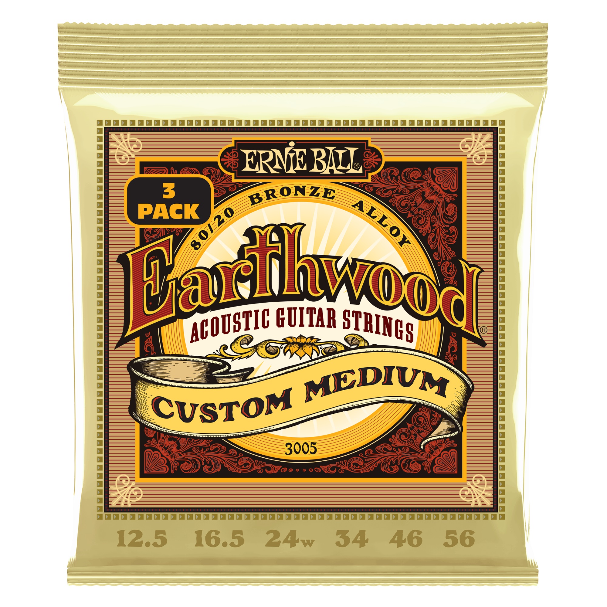 E-shop Ernie Ball 3005 Earthwood Custom Medium 80/20 Bronze 3-Pack