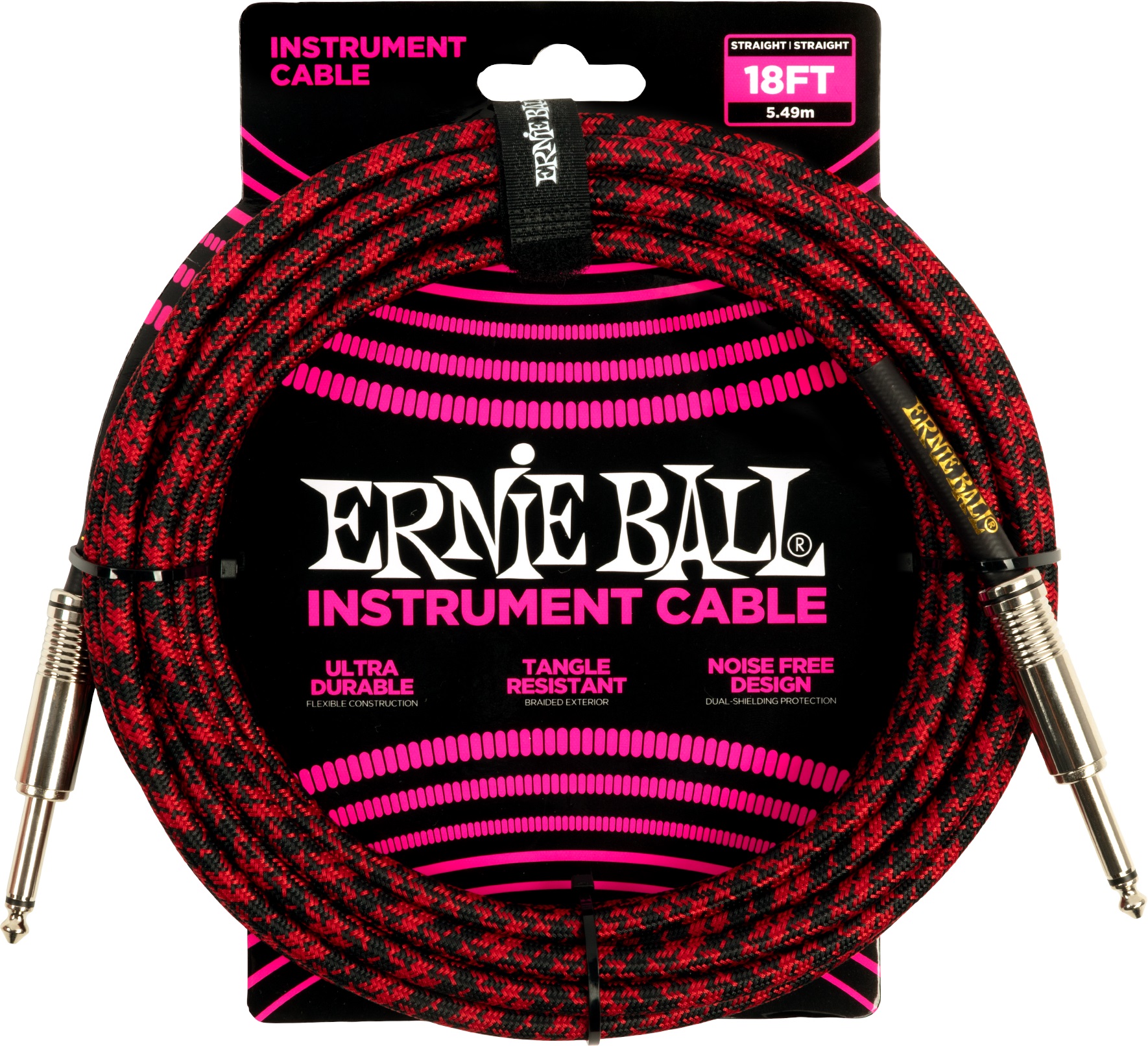 E-shop Ernie Ball Braided Instrument Cable 18' Red Black