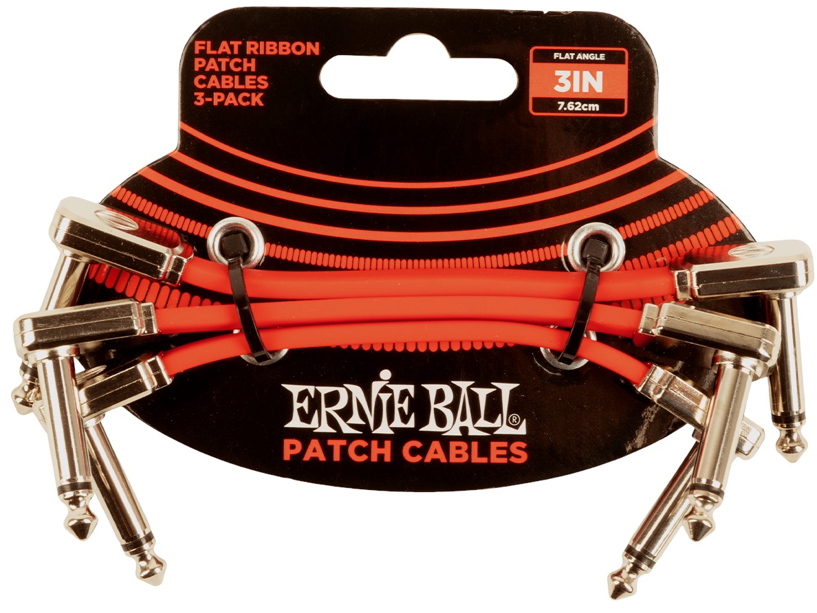 E-shop Ernie Ball 3" Flat Ribbon Patch Cable Red 3-Pack