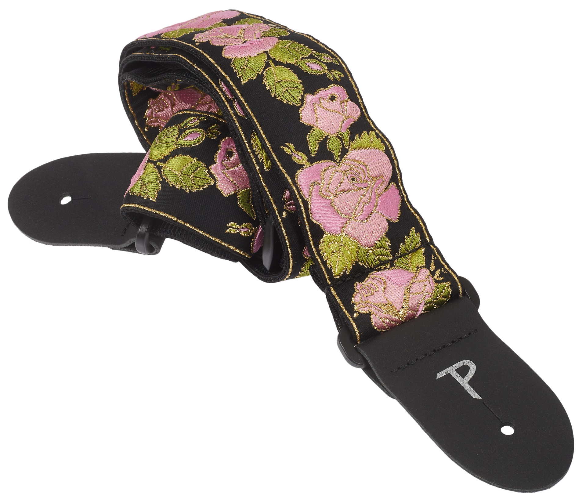 E-shop Perri's Leathers Jacquard Strap Pink And Black Flower